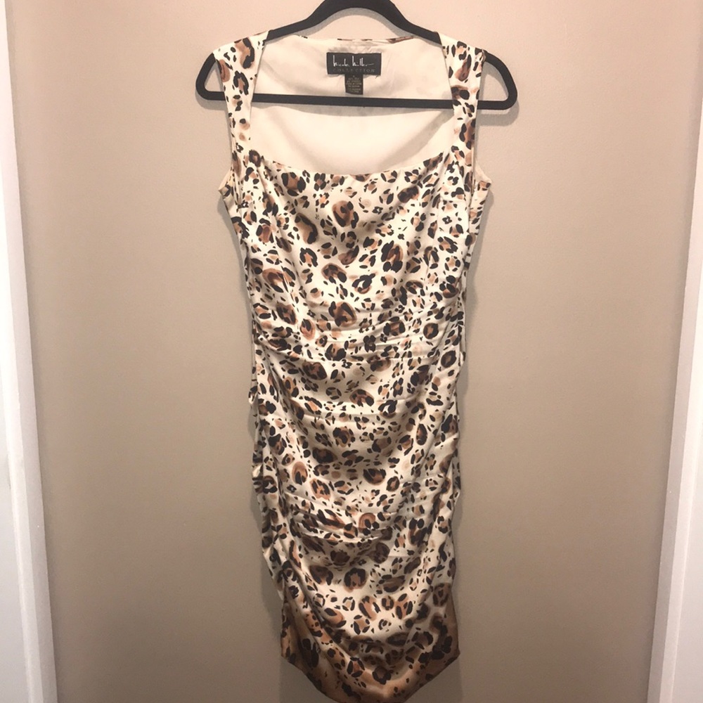 nicole miller silk stretch animal print dress